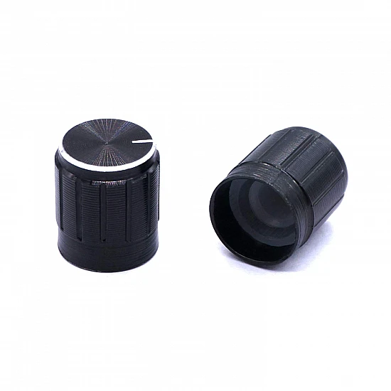 Uxcell 24 Pcs 6mm Shaft Diameter Aluminum Round Potentiometer Rotary Knob Caps - Black
