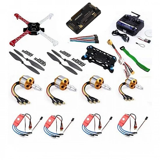 Quadcopter Drone Combo with APM 2.8 Kit for beginner (Motor + ESC + Propeller + Flight Controller + Frame + TX-RX + Power module + Belt) - Multirotor -