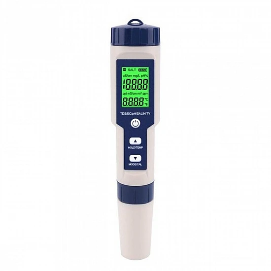 EZ9909 pH/TDS/EC/Salinity/Temperature 5-in-1 Pen-type Digital Water Quality Tester