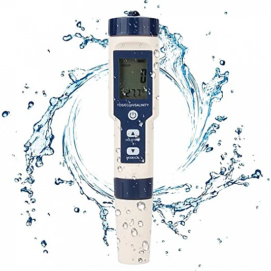 EZ9909 pH/TDS/EC/Salinity/Temperature 5-in-1 Pen-type Digital Water Quality Tester