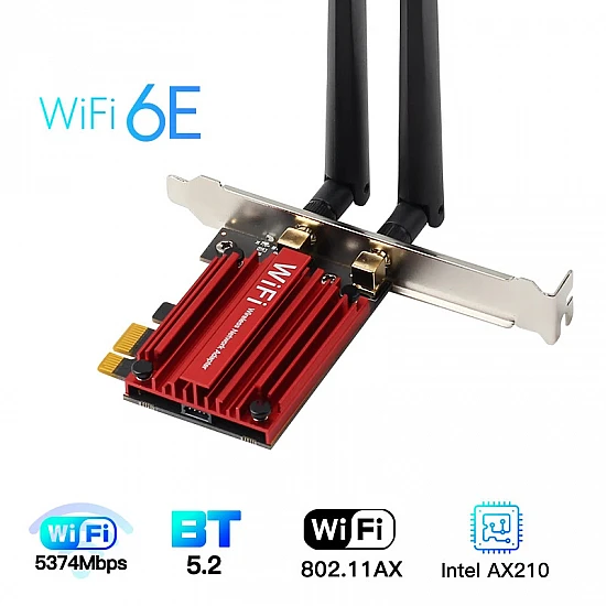 Intel AX210 Pro Wi-Fi 6E PCI-E Wireless Network Card 5374Mbps BT 5.3