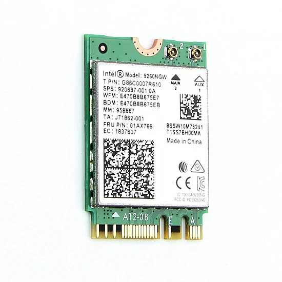 Intel Wireless-AC 9260 Gigabit Wi-Fi Card with External Antenna & Baffle Kit