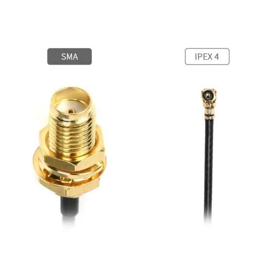 IPEX4 (MHF4) to SMA Female Bulkhead Pigtail Cable - 3cm