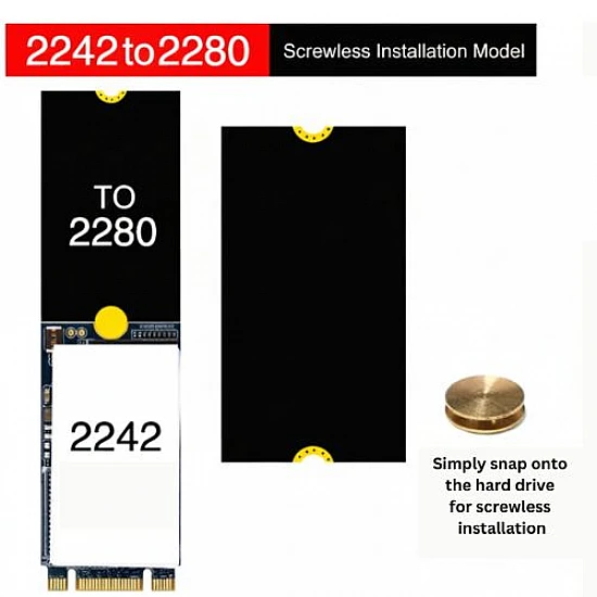 M.2 NVMe SSD Extension Adapter 2242 to 2280 Screwless Bracket