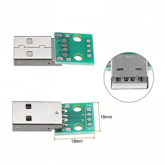 Male USB to Dip Mini 5P Plug Adapter Board