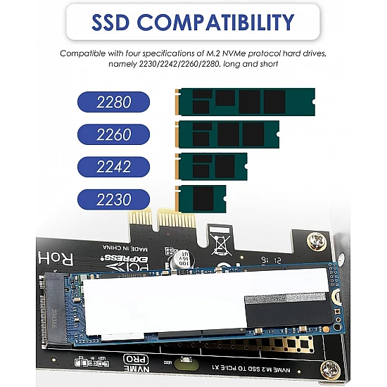 NVMe M.2 SSD to PCI-E X4 Adapter with Aluminum Heatsink