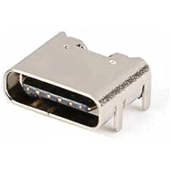 USB3.1 Type-C 6Pin SMD Female Socket Connector with 4 Fixed Feet | Without shrapnel