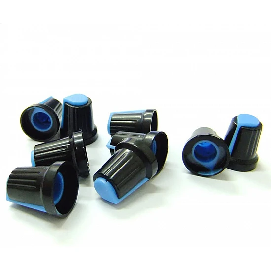 thumbnail image 2 of 20pcs 6mm Threaded Knurled WH148 Potentiometer Knobs – 15x17mm, Yellow, By PF 2 of 3