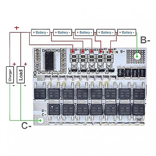 5S 100A 16V-Class LiFePO4 Protection Board with Equalization - 5-Pin