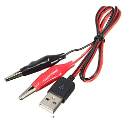 Red Black Alligator Test Clips to USB Male Connector Cable