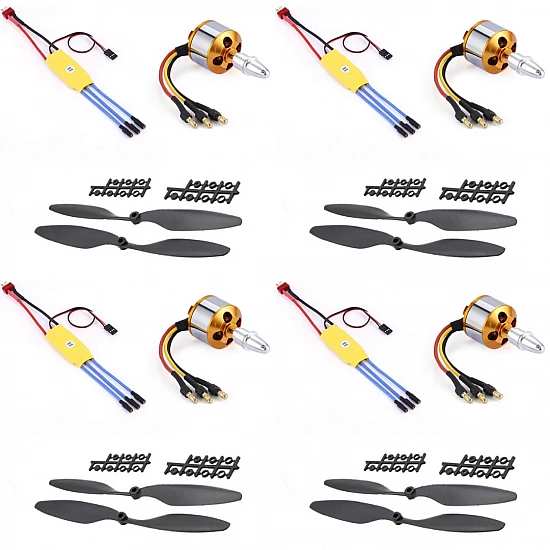 Combo of 1000KV Brushless Motor + 30A ESC + 1045 Propeller Pair (Set of 4)