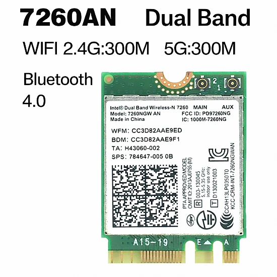 Intel Dual Band Wireless-N 7260 7260NGW AN WiFi Bluetooth 4.0 Card