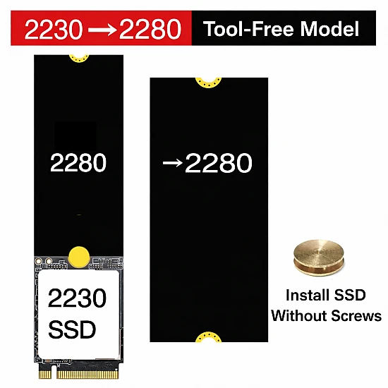 M.2 NVMe SSD Extension Adapter Bracket 2230 to 2280 Size Converter