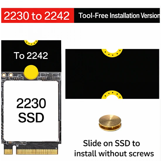 M.2 NVMe SSD Extension Bracket 2230 to 2242 Screwless Adapter