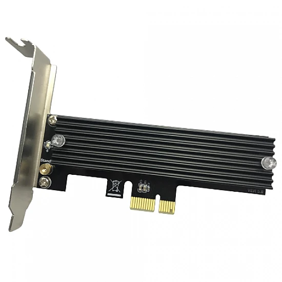 NVMe M.2 SSD to PCI-E X1 Adapter Card with Aluminum Heat Sink