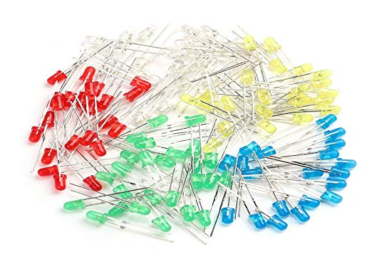Pack of 25 - 5 Colours LEDs 5mm (White,Green,Red,Yellow and Blue) Pack of 25 - 5 Colours LEDs 5mm (White,Green,Red,Yellow and Blue)