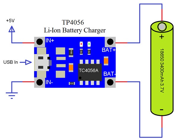 Контроллер заряда tp4056 схема подключения TP4056 1A Li-Ion Battery Charger with Current Protection