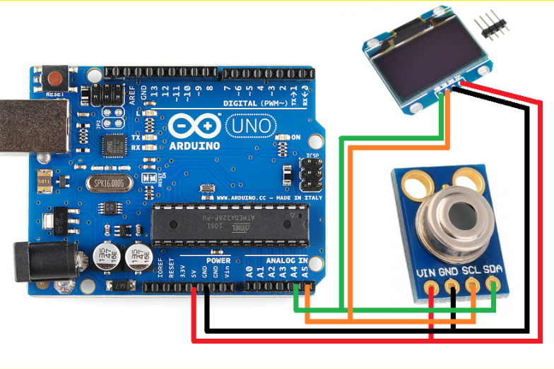 DIY Infrared Thermometer using Arduino and MLX90614 IR Temperature Sensor