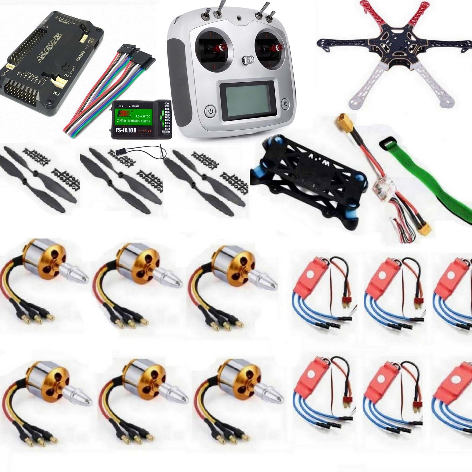 Hexacopter Drone Combo with APM 2.8 and 10ch FlySky FS-I6S (Motor + ESC + Propeller + Flight Controller + Frame + TX-RX Flysky FSi6+ Power module + Belt) - Hexacopter Drone Combo with APM 2.8 and 10ch FlySky FS-I6S (Motor + ESC + Propeller + Flight Controller + Frame + TX-RX Flysky FSi6+ Power module + Belt) - Multirotor