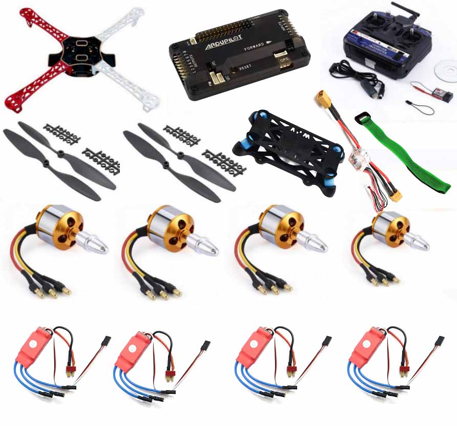 Quadcopter Drone Combo with APM 2.8 Kit for beginner (Motor + ESC + Propeller + Flight Controller + Frame + TX-RX + Power module + Belt) - Quadcopter Drone Combo with APM 2.8 Kit for beginner (Motor + ESC + Propeller + Flight Controller + Frame + TX-RX + Power module + Belt) - Multirotor -