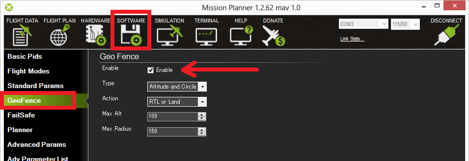 geofense setting